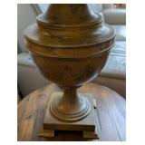 Vintage Brass Urn Table Lamp with Black Shade