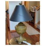 Vintage Brass Urn Table Lamp with Black Shade