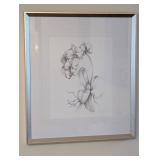 Uttermost Framed Botanical Sketch - Orchid-Like Flower in Silver Frame