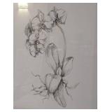 Uttermost Framed Botanical Sketch - Orchid-Like Flower in Silver Frame