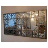 Decorative Metal Mirror Panel - Geometric Lattice with Circular Motifs