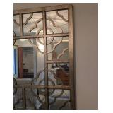 Decorative Metal Mirror Panel - Geometric Lattice with Circular Motifs
