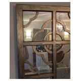 Decorative Metal Mirror Panel - Geometric Lattice with Circular Motifs