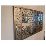 Decorative Metal Mirror Panel - Geometric Lattice with Circular Motifs