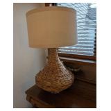 Woven Rattan Teardrop Table Lamp with Drum Shade