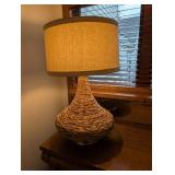 Woven Rattan Teardrop Table Lamp with Drum Shade