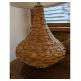 Woven Rattan Teardrop Table Lamp with Drum Shade
