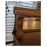 Antique Oak Mission-Style Dresser with Mirror - Carved Sides, 2-Door Cabinet