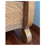 Antique Oak Mission-Style Dresser with Mirror - Carved Sides, 2-Door Cabinet