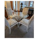 Vanguard Franklin Square Upholstered Chairs & Elit Crystal Dining Table