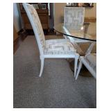 Vanguard Franklin Square Upholstered Chairs & Elit Crystal Dining Table