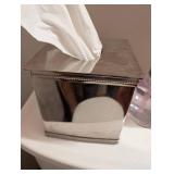 Bathroom Accessory Set - Silver Colored Tissue Box Cover, Pink Soap Dispenser, White Lotion Dispenser, and Waste Basket (Lot of 4)