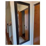 Full-Length Wall Mirror - Dark Finish Wood Frame with Beaded Inner Border