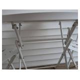 White Metal Outdoor Patio Table with 2 Folding Chairs - Round Bistro Set