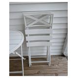 White Metal Outdoor Patio Table with 2 Folding Chairs - Round Bistro Set