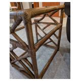 Rattan Glass-Top End Table with Lower Glass Shelf - Natural Brown Finish