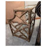 Rattan End Table with Glass Top - Two-Tier Indoor Furniture