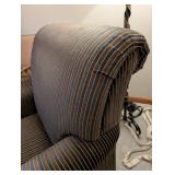 Ethan Allen Armchair & Ottoman - Striped Upholstery in Brown/Blue/Gold