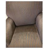 Ethan Allen Armchair & Ottoman - Striped Upholstery in Brown/Blue/Gold