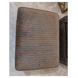 Ethan Allen Armchair & Ottoman - Striped Upholstery in Brown/Blue/Gold