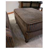 Ethan Allen Armchair & Ottoman - Striped Upholstery in Brown/Blue/Gold