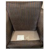 Ethan Allen Armchair & Ottoman - Striped Upholstery in Brown/Blue/Gold