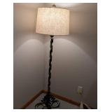 Wrought Iron Twist Floor Lamp - Beige Fabric Shade