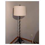 Wrought Iron Twist Floor Lamp - Beige Fabric Shade