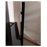 Entertainment Console TV Stand - Black Glass Shelves & Wood Base