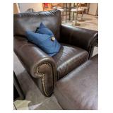 Italian Leather Chair & Ottoman Set - 40 x 36 x 34 in