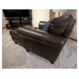 Italian Leather Chair & Ottoman Set - 40 x 36 x 34 in