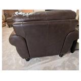 Italian Leather Chair & Ottoman Set - 40 x 36 x 34 in