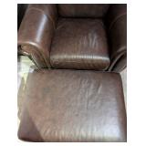 Italian Leather Chair & Ottoman Set - 40 x 36 x 34 in