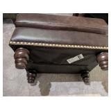 Italian Leather Chair & Ottoman Set - 40 x 36 x 34 in