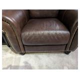 Italian Leather Chair & Ottoman Set - 40 x 36 x 34 in
