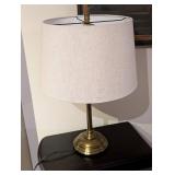 Brass Adjustable Table Lamp with Linen Drum Shade - Corded, Vintage Style