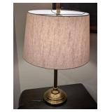 Brass Adjustable Table Lamp with Linen Drum Shade - Corded, Vintage Style