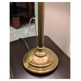 Brass Adjustable Table Lamp with Linen Drum Shade - Corded, Vintage Style