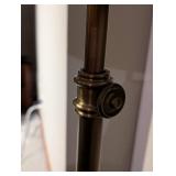 Brass Adjustable Table Lamp with Linen Drum Shade - Corded, Vintage Style