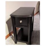 Nightstand - Black Wood with Drawer and Lower Shelf