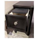 Nightstand - Black Wood with Drawer and Lower Shelf