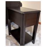 Nightstand - Black Wood with Drawer and Lower Shelf