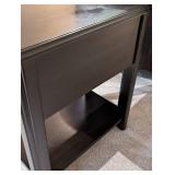 Nightstand - Black Wood with Drawer and Lower Shelf