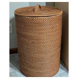 Pottery Barn Basket with Lid & Throw Blankets