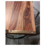 Crate & Barrel Beck Tray Gold - Wooden Serving Tray with Brass Handles