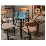 Elite Mfg California Glass Top Dining Table & 5 Chairs - 42 Dia, 35 H