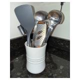 Le Creuset White Ceramic Utensil Crock - Kitchen Counter Organizer