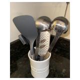 Le Creuset White Ceramic Utensil Crock - Kitchen Counter Organizer