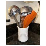 Le Creuset White Ceramic Utensil Crock - Kitchen Counter Organizer