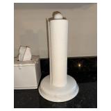 White Ceramic “Juliska” Bathroom Accessories Set - Soap Dispensers, Tissue Box Cover & Paper Towel Holder